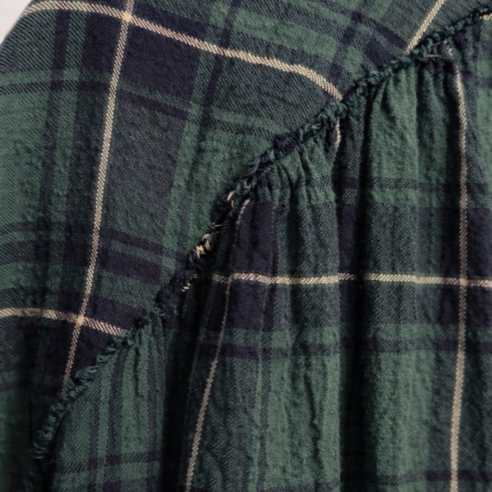 Free People Intimately Not Your Boyfriend’s Plaid Oversized Top~Green/Blue ~ XS - Picture 11 of 16